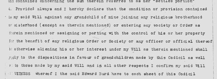 Edward Burd will, codicil 1913