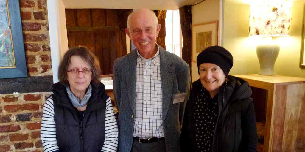 Chair of Woodbridge Civic Society Garth Pollard (centre), with Margaret and Rosemarie MacQueen